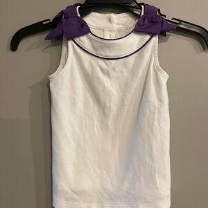 Janie and Jack White Girls Tank Top with purple bows. Size 4